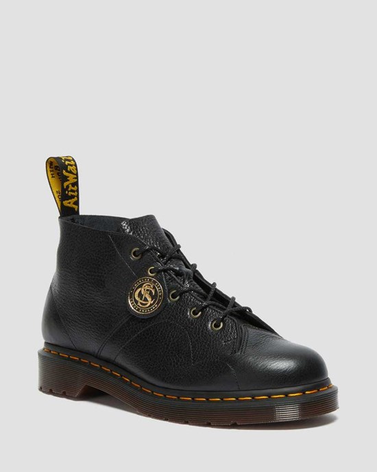 Black Buckingham Dr Martens Church Buckingham Leather Monkey Women's Ankle Boots | 4710-QMRXY