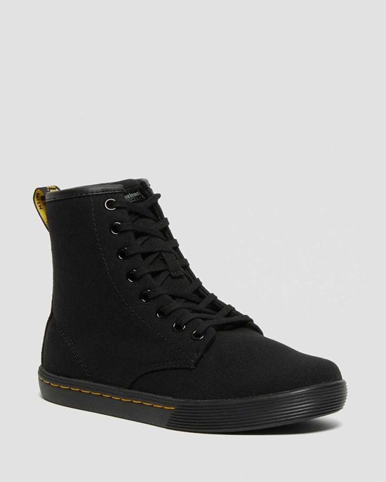 Black Canvas Dr Martens Sheridan Canvas Women's Lace Up Boots | 1976-ZTJMH