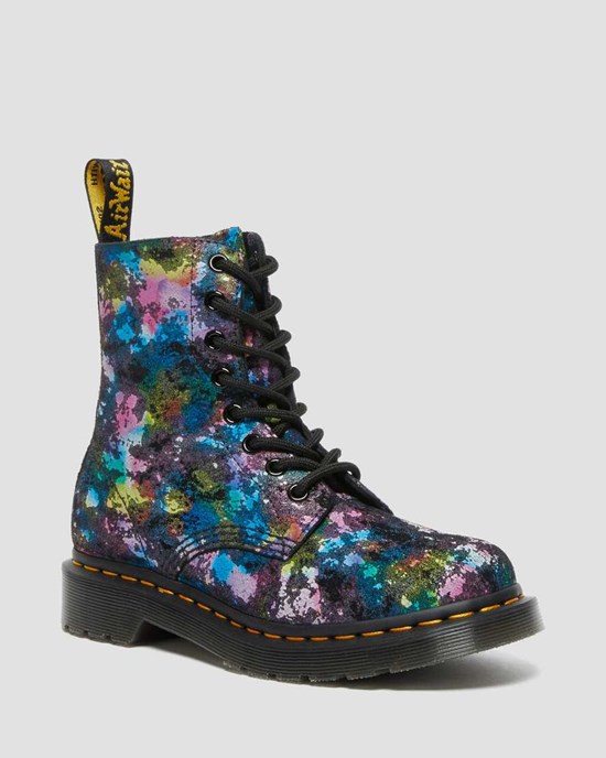 Black Dr Martens 1460 Pascal Confetti Suede Women's Ankle Boots | 2871-XIYWH