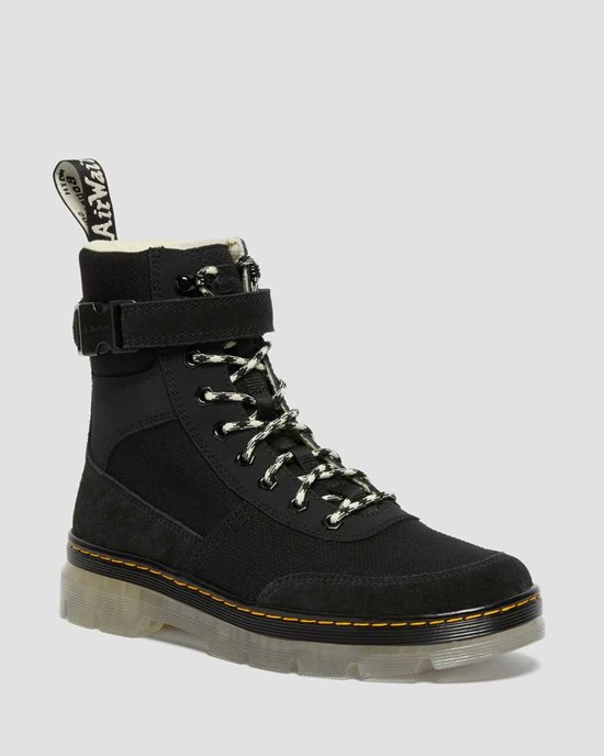 Black Dr Martens Combs Tech Superknit + Suede Women's Ankle Boots | 2596-KQOCH