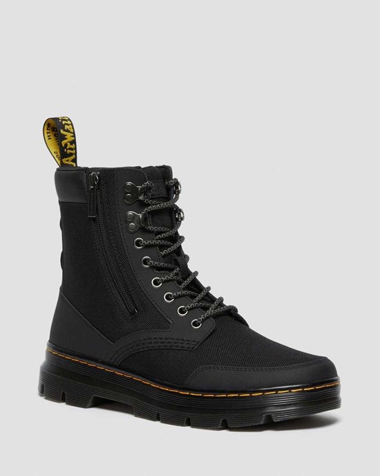 Black Dr Martens Combs Zip Women's Lace Up Boots | 2485-QHTNE