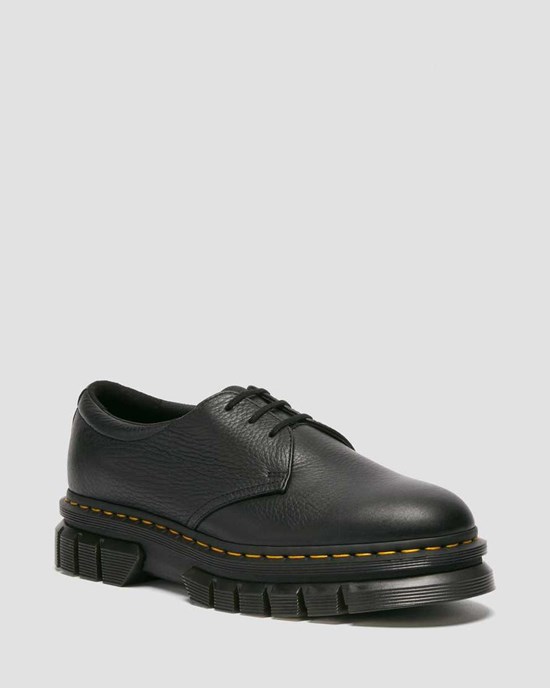 Black Dr Martens Rikard Lunar Leather Men's Oxford Shoes | 8571-EZRGV