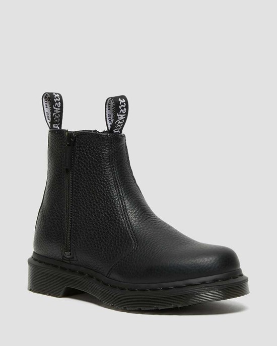 Black Milled Nappa Leather Dr Martens 2976 Leather Zipper Women's Ankle Boots | 2309-YZLEO