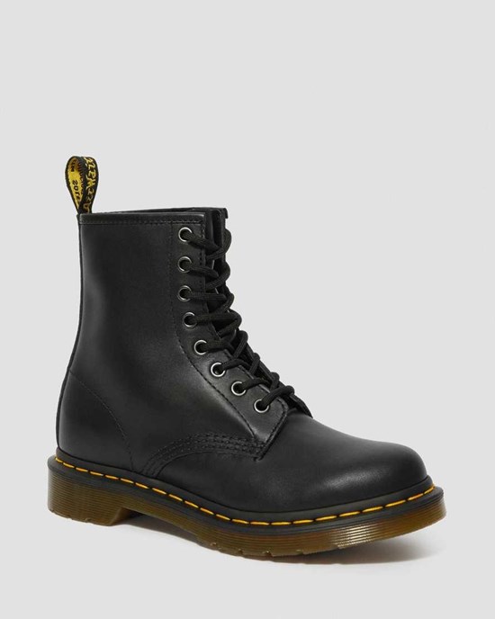 Black Nappa Dr Martens 1460 Nappa Leather Women's Lace Up Boots | 1279-OKXJS