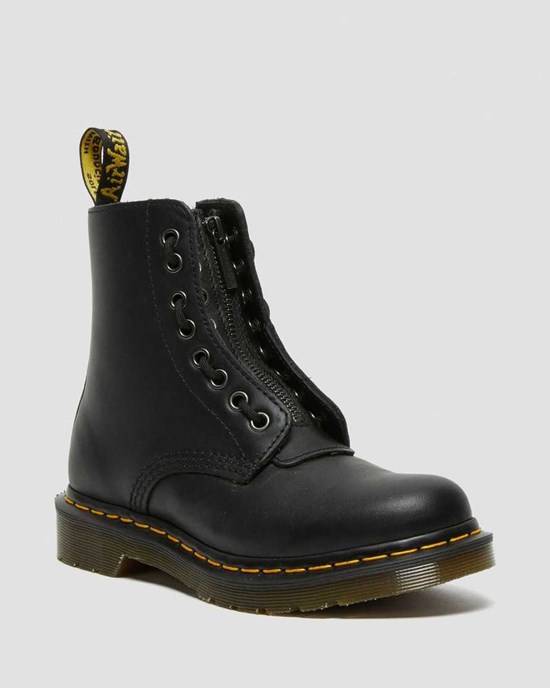 Black Nappa Dr Martens 1460 Pascal Nappa Zipper Women's Ankle Boots | 6537-CKLGW