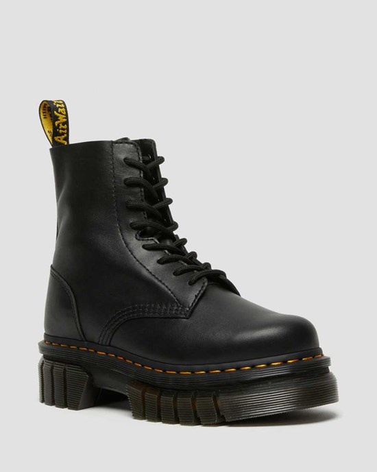 Black Nappa Lux Dr Martens Audrick Nappa Leather Platform Women's Ankle Boots | 9251-ROMLF