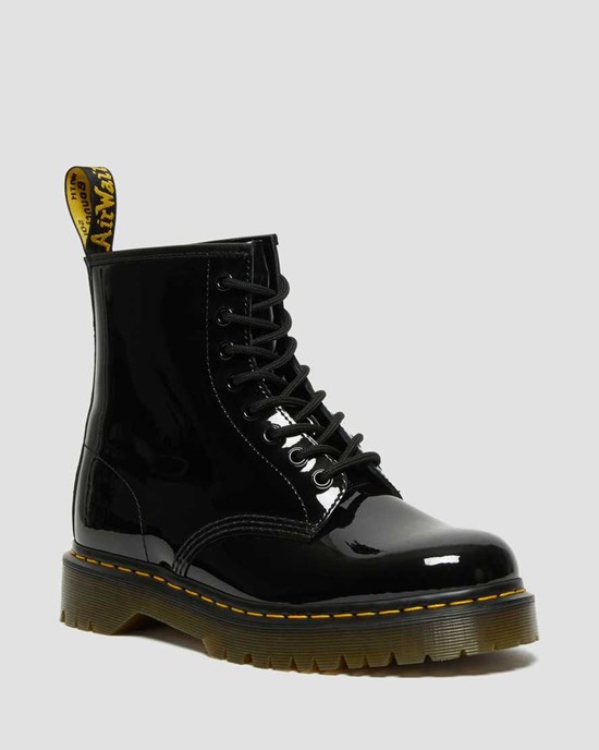 Black Patent Lamper Dr Martens 1460 Bex Patent Leather Women's Lace Up Boots | 1860-HZJYN