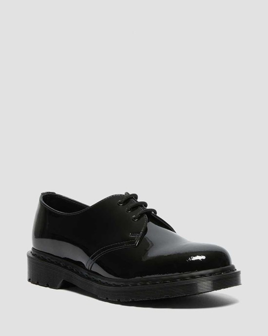 Black Patent Lamper Dr Martens 1461 Made in England Mono Patent Leather Men's Oxford Shoes | 3901-EZARM