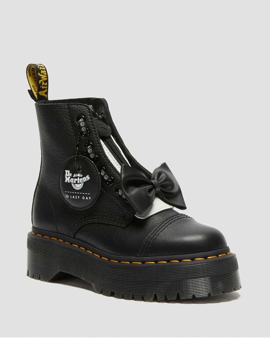 Black Pisa Dr Martens Sinclair Lazy Oaf Leather Women's Ankle Boots | 6725-FBQKN