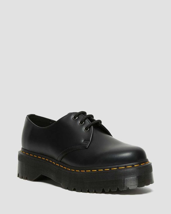Black Polished Smooth Dr Martens 1461 Smooth Leather Men's Oxford Shoes | 8039-JALYK