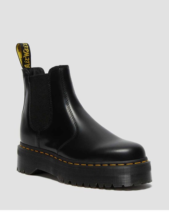 Black Polished Smooth Dr Martens 2976 Polished Smooth Platform Women's Ankle Boots | 8563-BHPIW