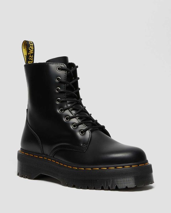 Black Polished Smooth Dr Martens Jadon Smooth Leather Women's Ankle Boots | 4176-ETHNF