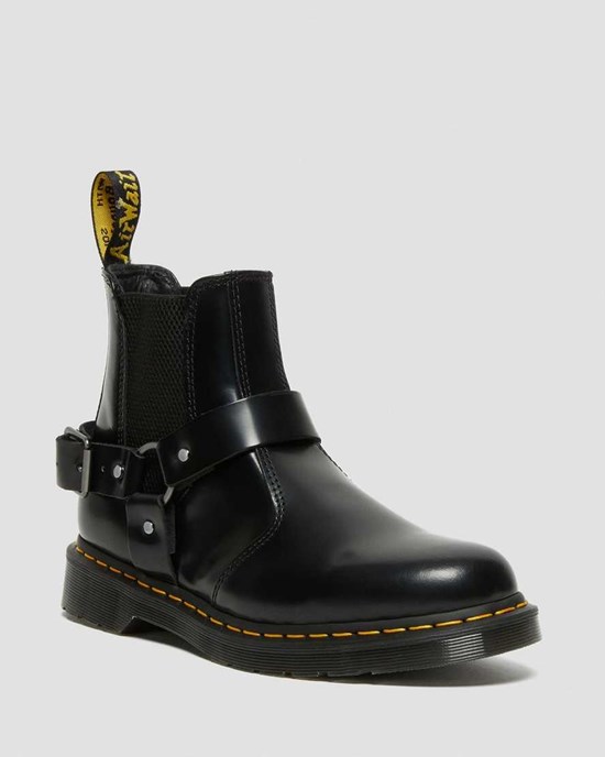 Black Polished Smooth Dr Martens Wincox Smooth Leather Women's Ankle Boots | 3467-UCXGI