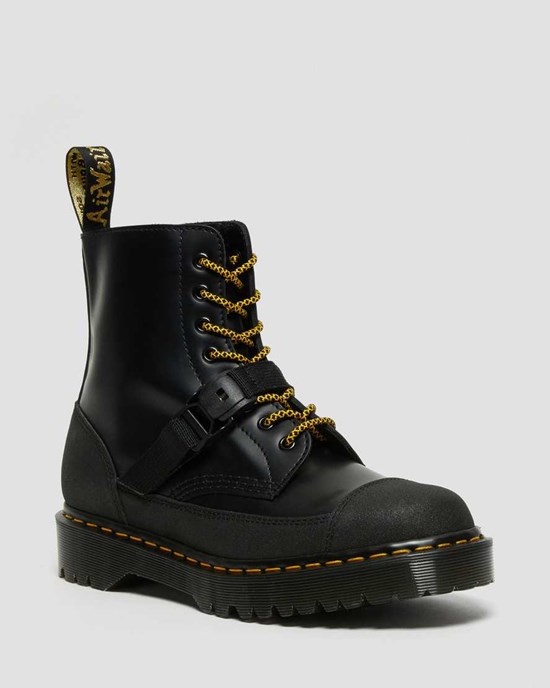 Black Smooth Dr Martens 1460 Bex Tech Made in England Leather Women's Lace Up Boots | 0945-ZGECN