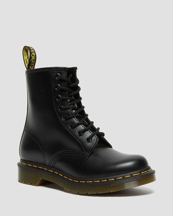 Black Smooth Leather Dr Martens 1460 Smooth Leather Women's Lace Up Boots | 0684-NLPFC