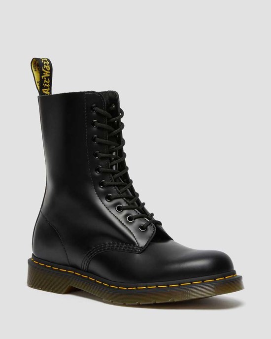 Black Smooth Leather Dr Martens 1490 Smooth Leather Women's Lace Up Boots | 7308-LXSGY