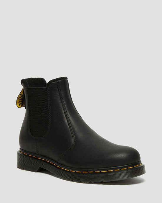 Black Valor Wp Dr Martens 2976 Warmwair Leather Women's Ankle Boots | 4951-EYARG