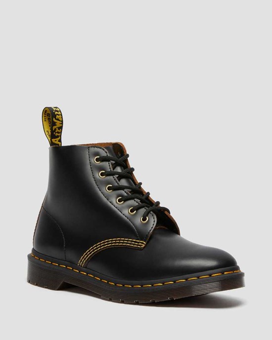 Black Vintage Smooth Dr Martens 101 Vintage Smooth Leather Women's Lace Up Boots | 1042-IPHCG