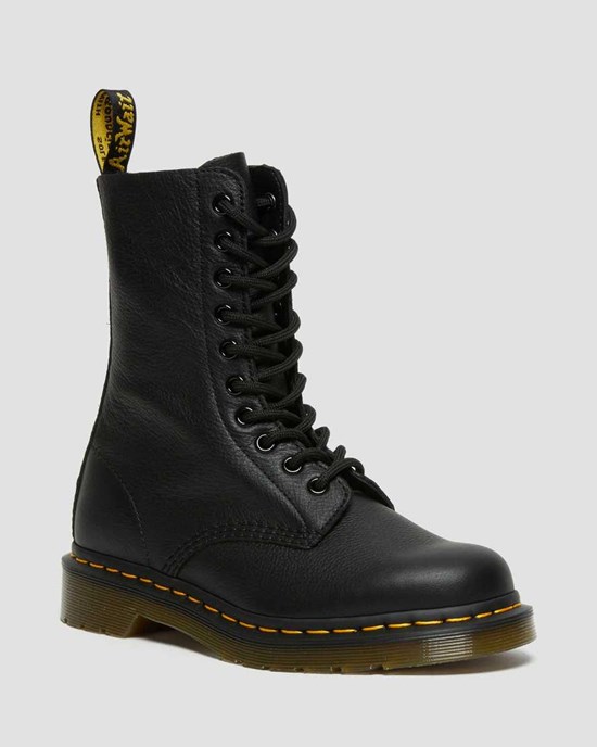 Black Virginia Dr Martens 1490 Virginia Leather Women's Lace Up Boots | 5238-CQGBT