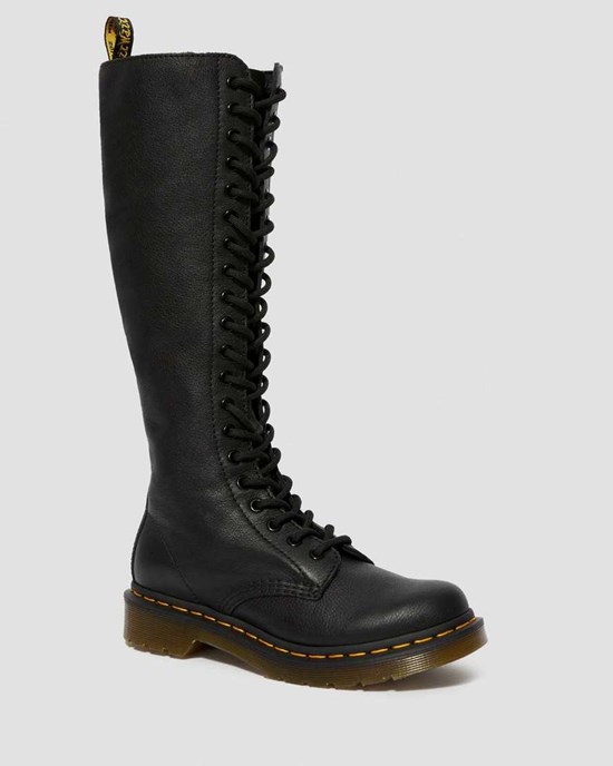 Black Virginia Dr Martens 1B60 Virginia Leather Women's Lace Up Boots | 1023-JEAHK