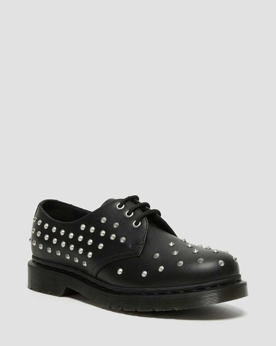 Black Wanama Dr Martens 1461 Stud Wanama Leather Men's Oxford Shoes | 2407-KZAUL