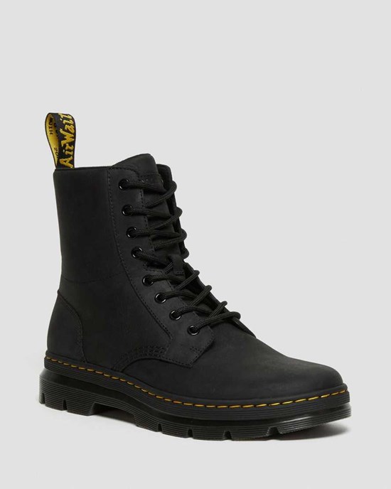 Black Wyoming Dr Martens Combs Leather Women's Ankle Boots | 9082-EFMAG