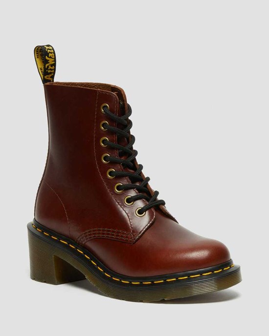 Brown Abruzzo Wp Dr Martens Clemency Leather Women's Ankle Boots | 6137-VJGKW