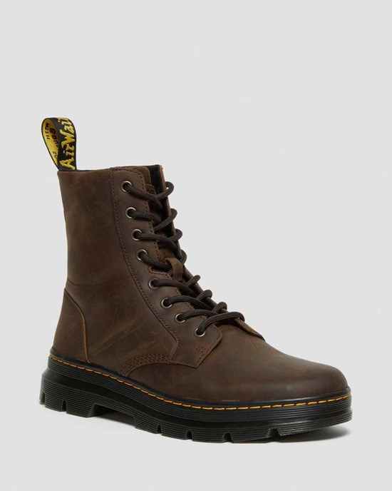 Brown Crazy Horse Leather Dr Martens Combs Crazy Horse Leather Women's Ankle Boots | 3258-TKJIW