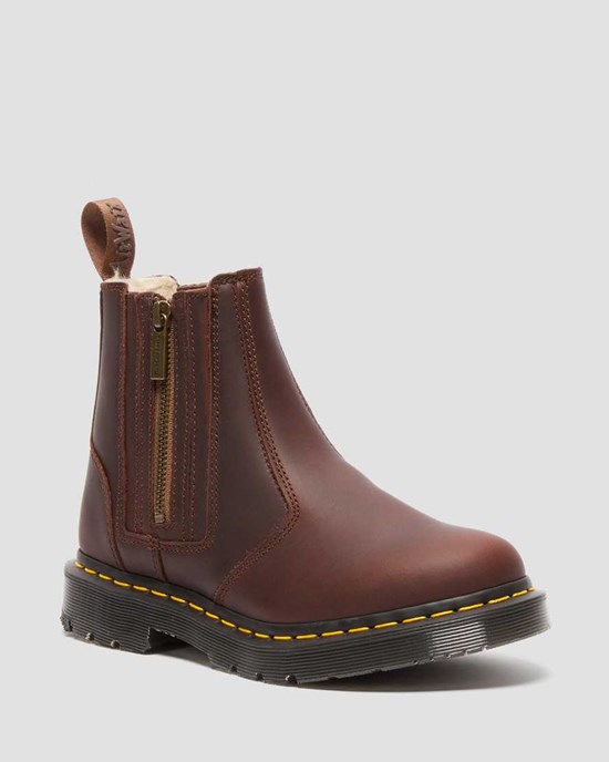 Brown Snowplow Dr Martens 2976 DM's Wintergrip Women's Zip Up Boots | 6387-QBCSX