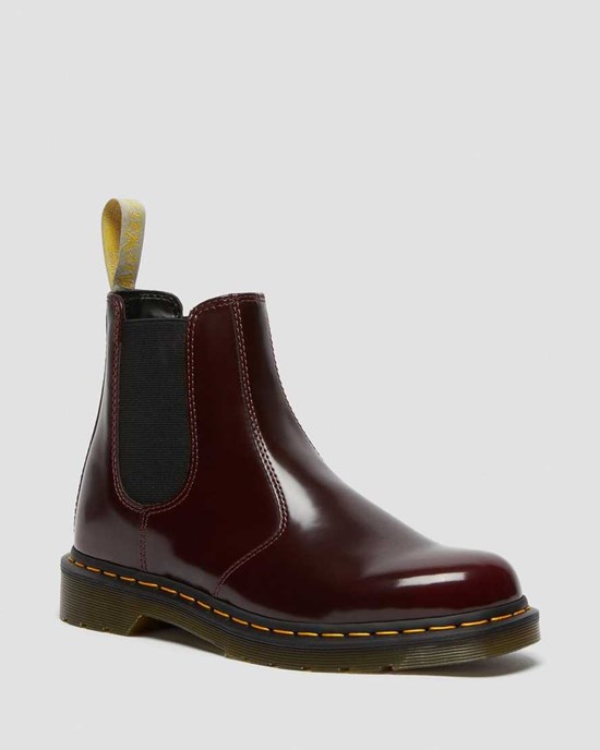 Cherry Red Oxford Rub Off Dr Martens Vegan 2976 Women's Ankle Boots | 9846-LVHJF