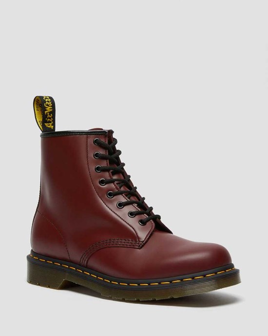 Cherry Red Smooth Leather Dr Martens 1460 Smooth Leather Women's Ankle Boots | 2604-IYSMG