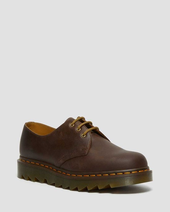 Dark Brown Crazy Horse Leather Dr Martens 1461 Ziggy Leather Men's Oxford Shoes | 7480-OZBTQ