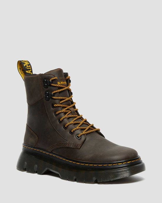 Dark Brown Crazy Horse Leather Dr Martens Tarik Crazy Horse Leather Men's Utility Boots | 8691-DMZFJ