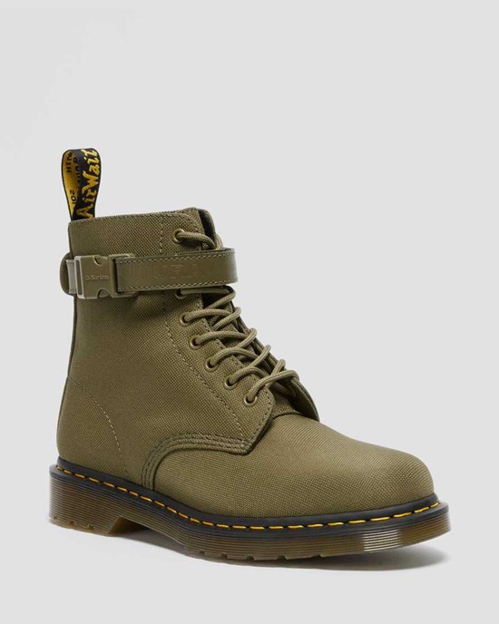 Dms Olive Extra Tough Nylon Dr Martens 1460 Futura Olive Strap Women's Ankle Boots | 1802-HQTPO