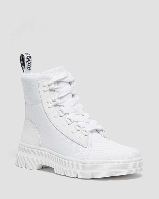 White Ajax Dr Martens Combs Poly Women's Lace Up Boots | 7459-TQLAR