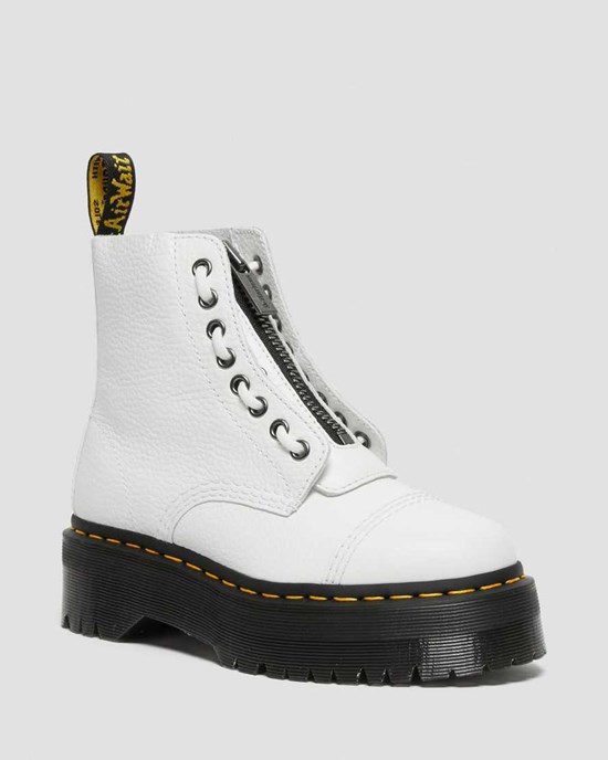 White Milled Nappa Leather Dr Martens Sinclair Milled Nappa Leather Women's Zip Up Boots | 0162-WSRFU