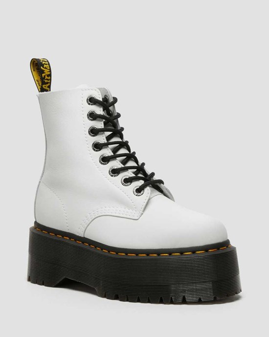 White Pisa Dr Martens 1460 Pascal Max Leather Women's Lace Up Boots | 0269-VJHDO