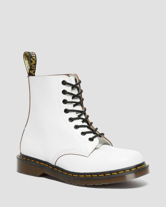 White Quilon Dr Martens 1460 Vintage Made in England Women's Ankle Boots | 9482-MSLJC