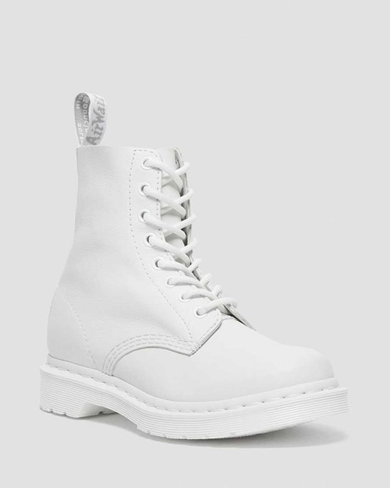 White Virginia Dr Martens 1460 Pascal Mono Women's Lace Up Boots | 0467-PMFOS