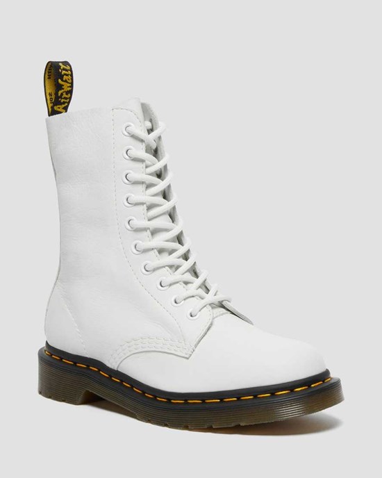 White Virginia Dr Martens 1490 Virginia Leather Women's Lace Up Boots | 5283-WQTIZ