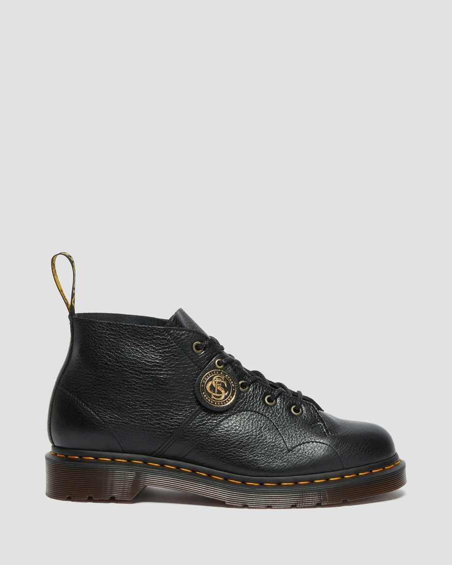 Black Buckingham Dr Martens Church Buckingham Leather Monkey Women's Ankle Boots | 4710-QMRXY