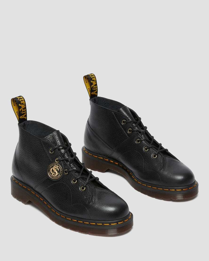 Black Buckingham Dr Martens Church Buckingham Leather Monkey Women's Ankle Boots | 4710-QMRXY