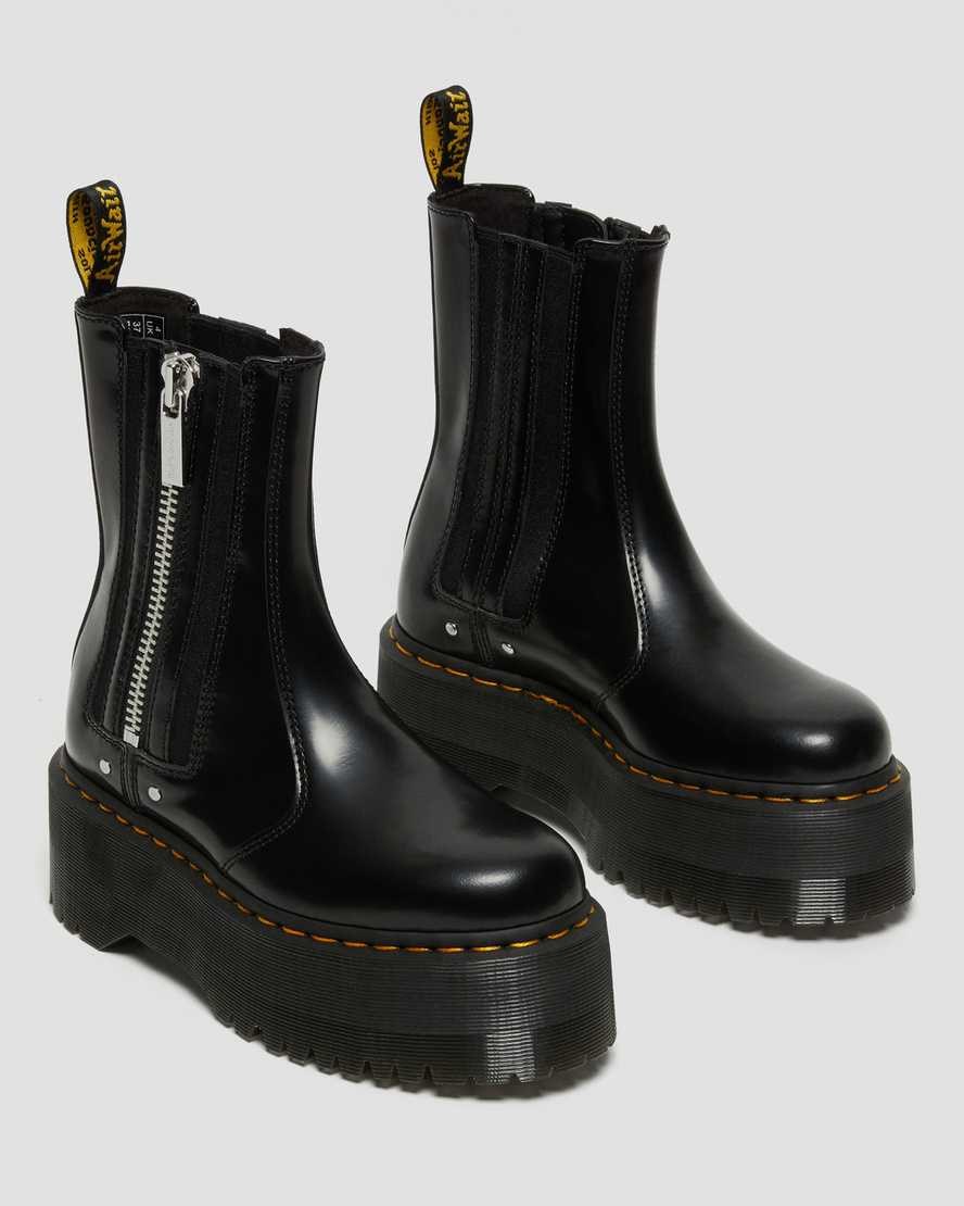 Black Buttero Leather Dr Martens 2976 Max Leather Platform Women's Zip Up Boots | 1425-HDTFB