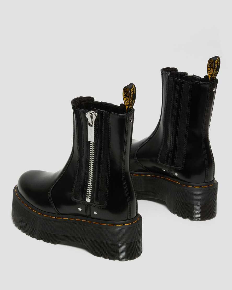 Black Buttero Leather Dr Martens 2976 Max Leather Platform Women's Zip Up Boots | 1425-HDTFB