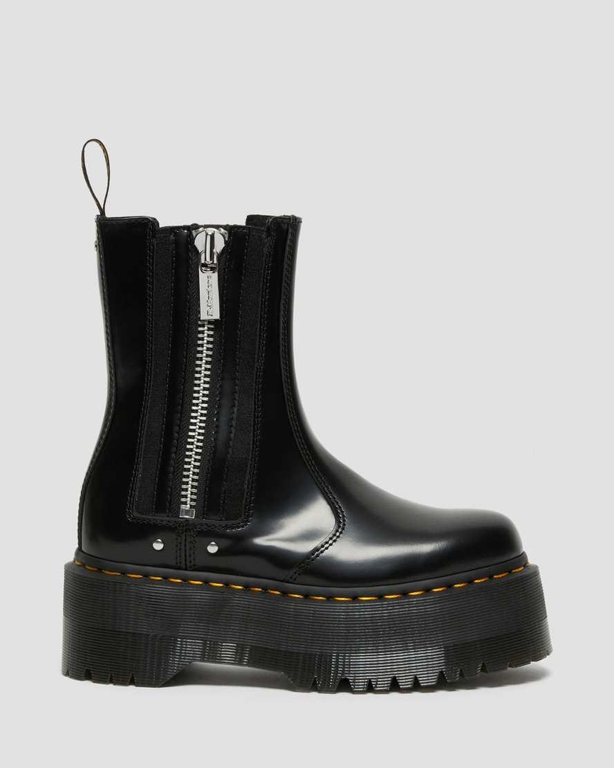 Black Buttero Leather Dr Martens 2976 Max Leather Platform Women's Zip Up Boots | 1425-HDTFB