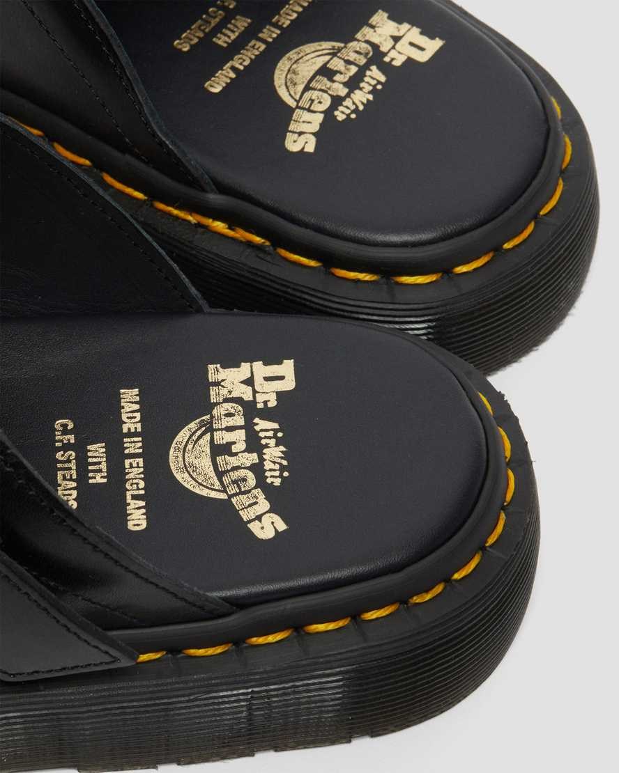 Black Dr Martens Dayne Made in England Leather Men's Leather Slide Sandals | 3601-EDAVM