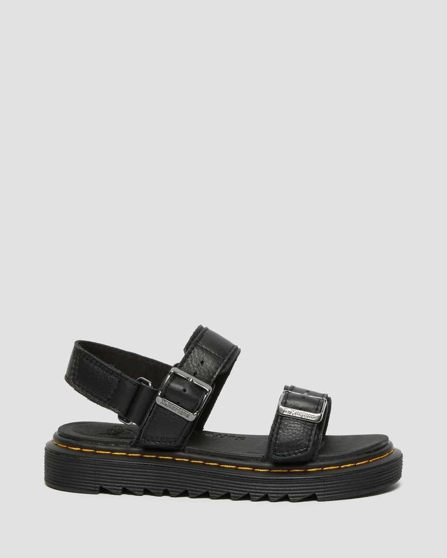 Cheap Dr Martens Sandals - Black Junior Kyle Leather Kids