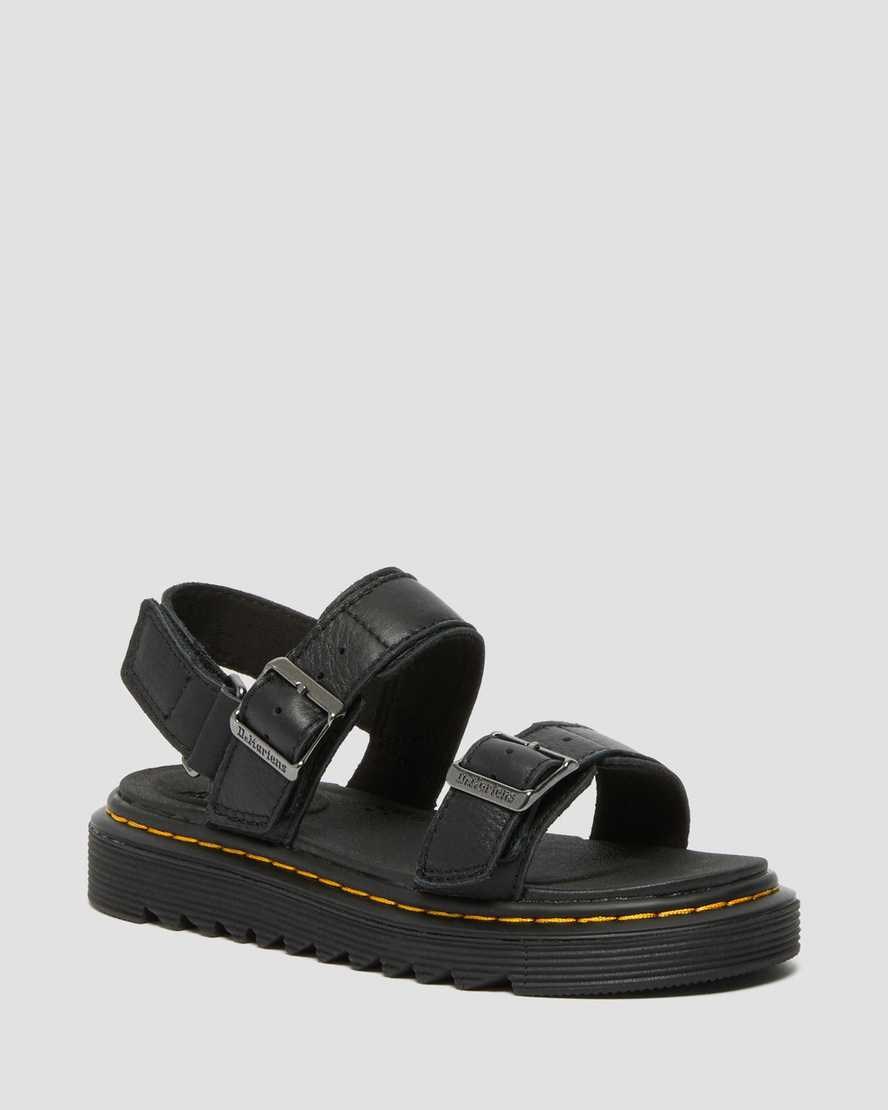 Cheap Dr Martens Sandals - Black Junior Kyle Leather Kids