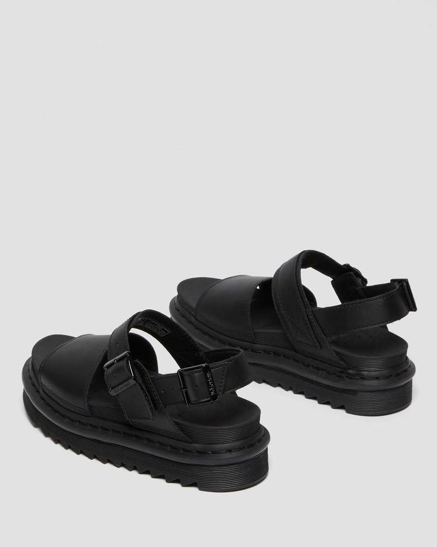 Black Hydro Leather Dr Martens Voss Leather Women's Strap Sandals | 1368-XIQLB