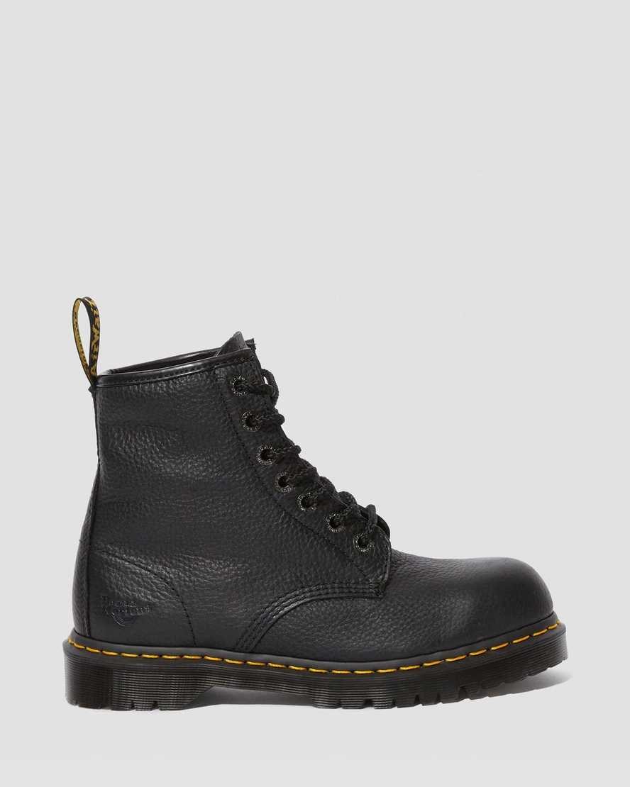 Black Industrial Bear Dr Martens Icon 7B10 Leather Steel Toe Work Women's Lace Up Boots | 3078-WSDRO